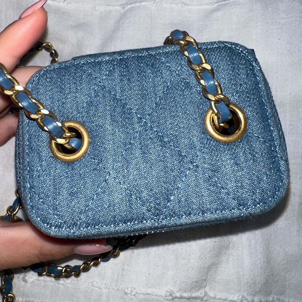 Chanel Pearl Crush Denim Mini Vanity on a Chain - Picture 9 of 11